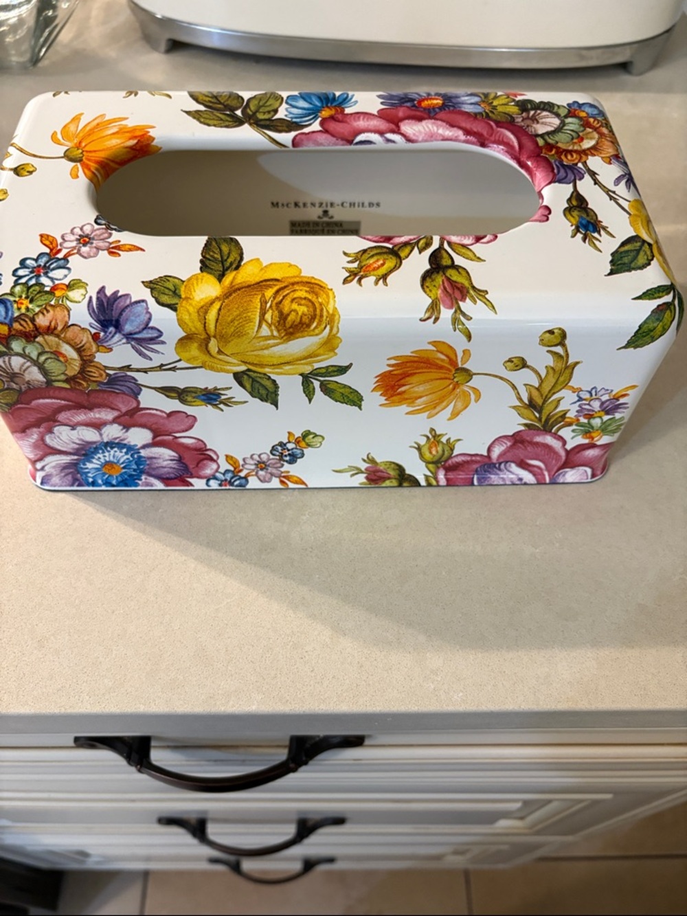McKenzie-Childs Floral Tissue Box Cover - Multicolor! Just like new!